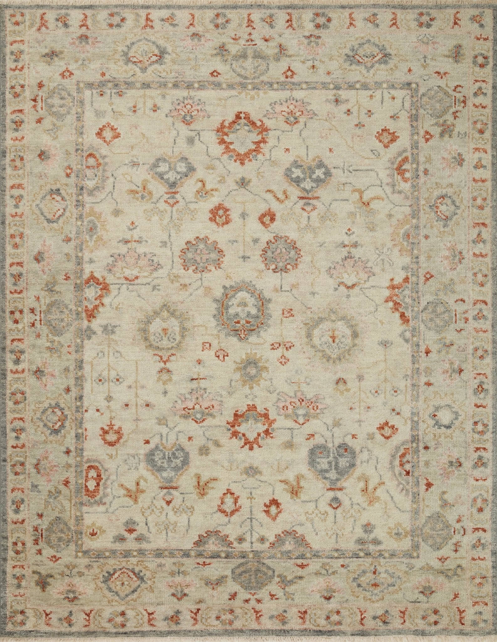 Abby Rug in Beige/Rust - By Loloi Rugs| Hand - Knotted Wool - Plain Jane Interiors
