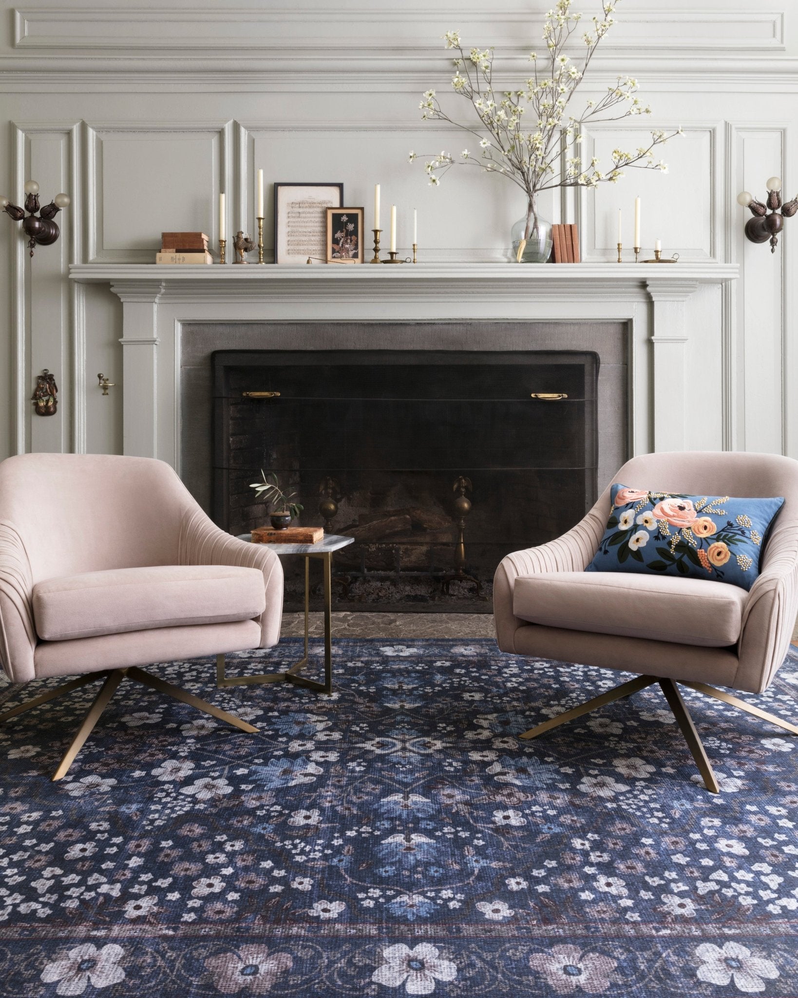 Elodie Navy Rug by Rifle paper Co - Plain Jane Interiors