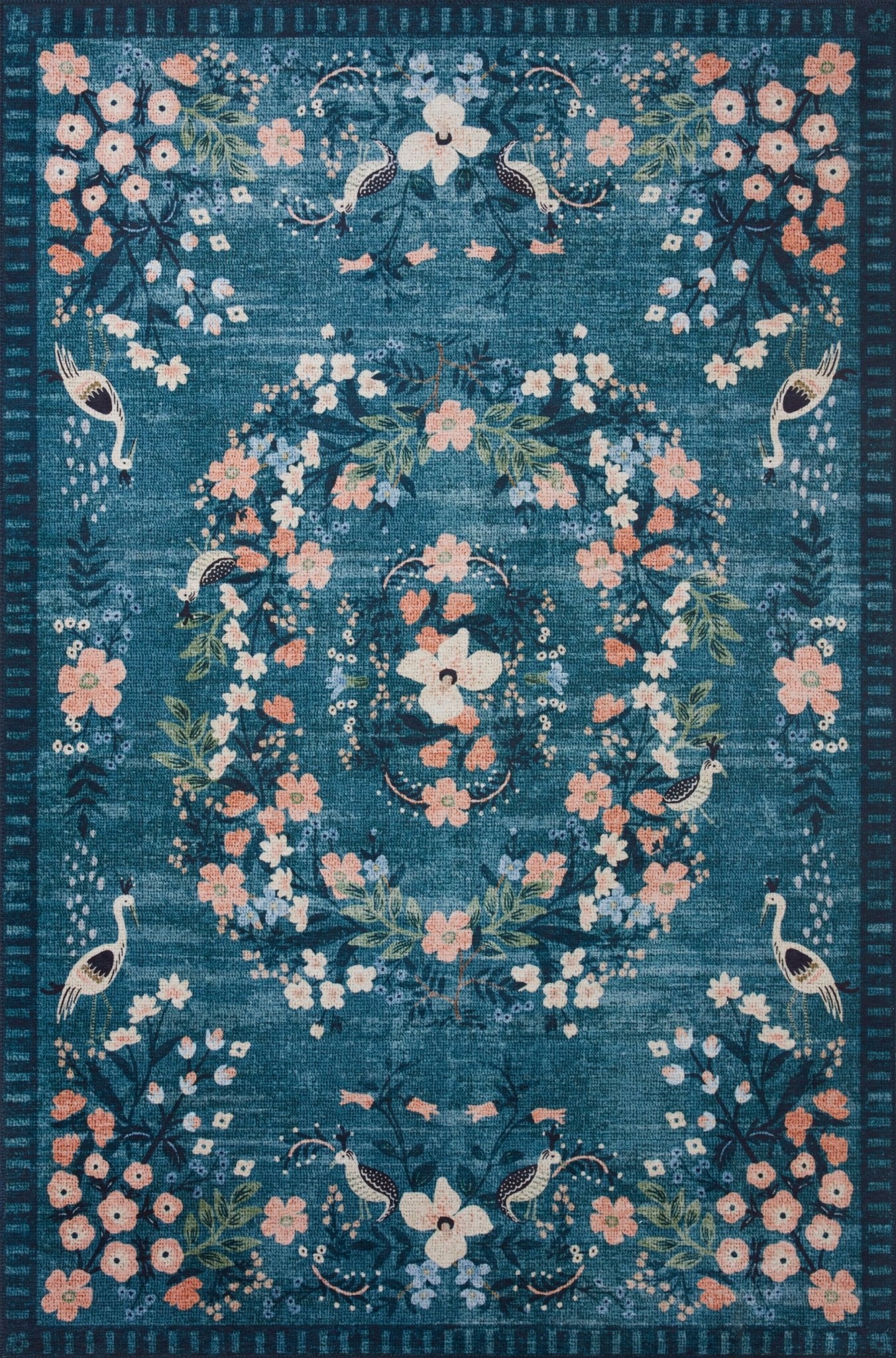 Giulia Teal Rug by Rifle paper Co - Plain Jane Interiors