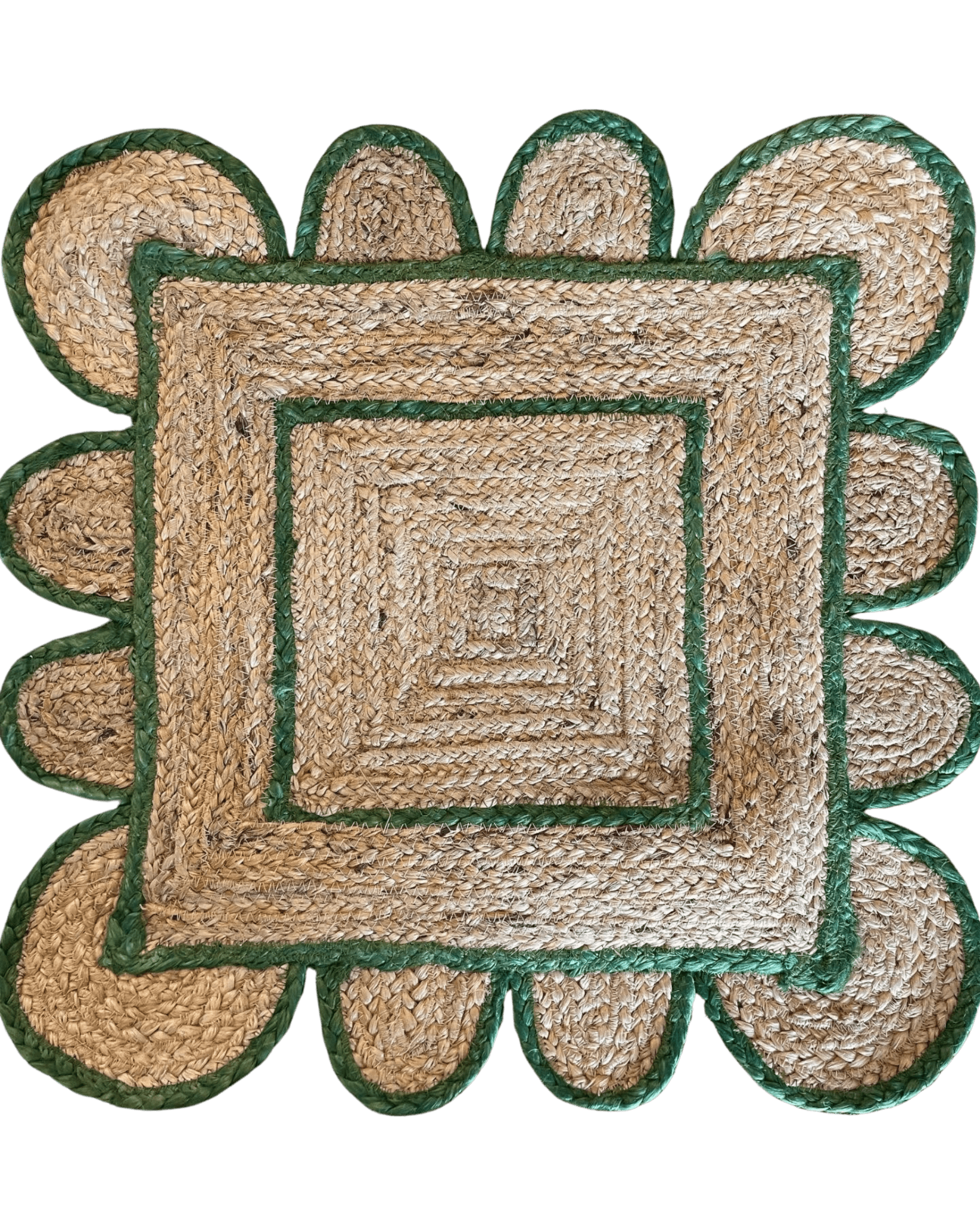Green Scallop Jute Rug - Plain Jane Interiors