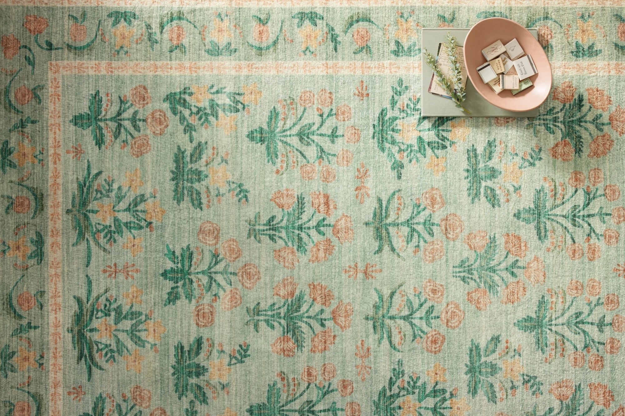 Mughal Rose Rug in Moss by Riffle Paper Co - Plain Jane Interiors