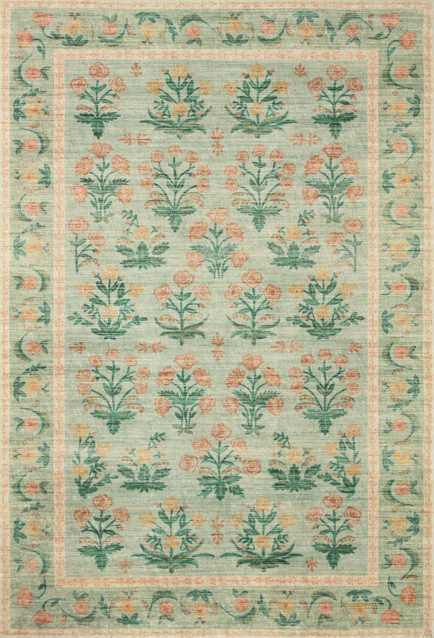 Mughal Rose Rug in Moss by Riffle Paper Co - Plain Jane Interiors