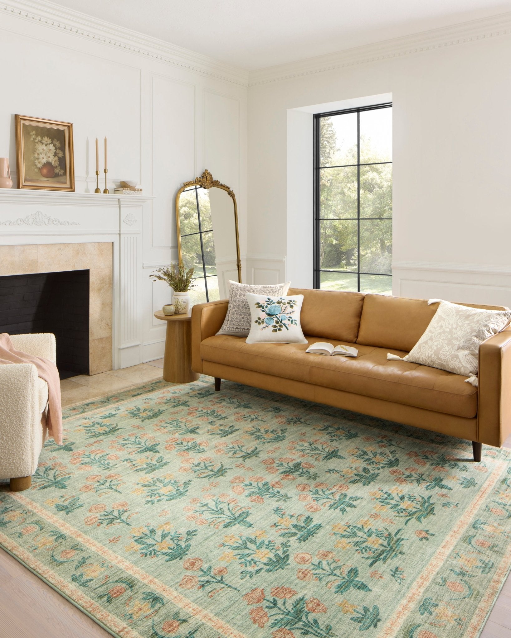 Mughal Rose Rug in Moss by Riffle Paper Co - Plain Jane Interiors