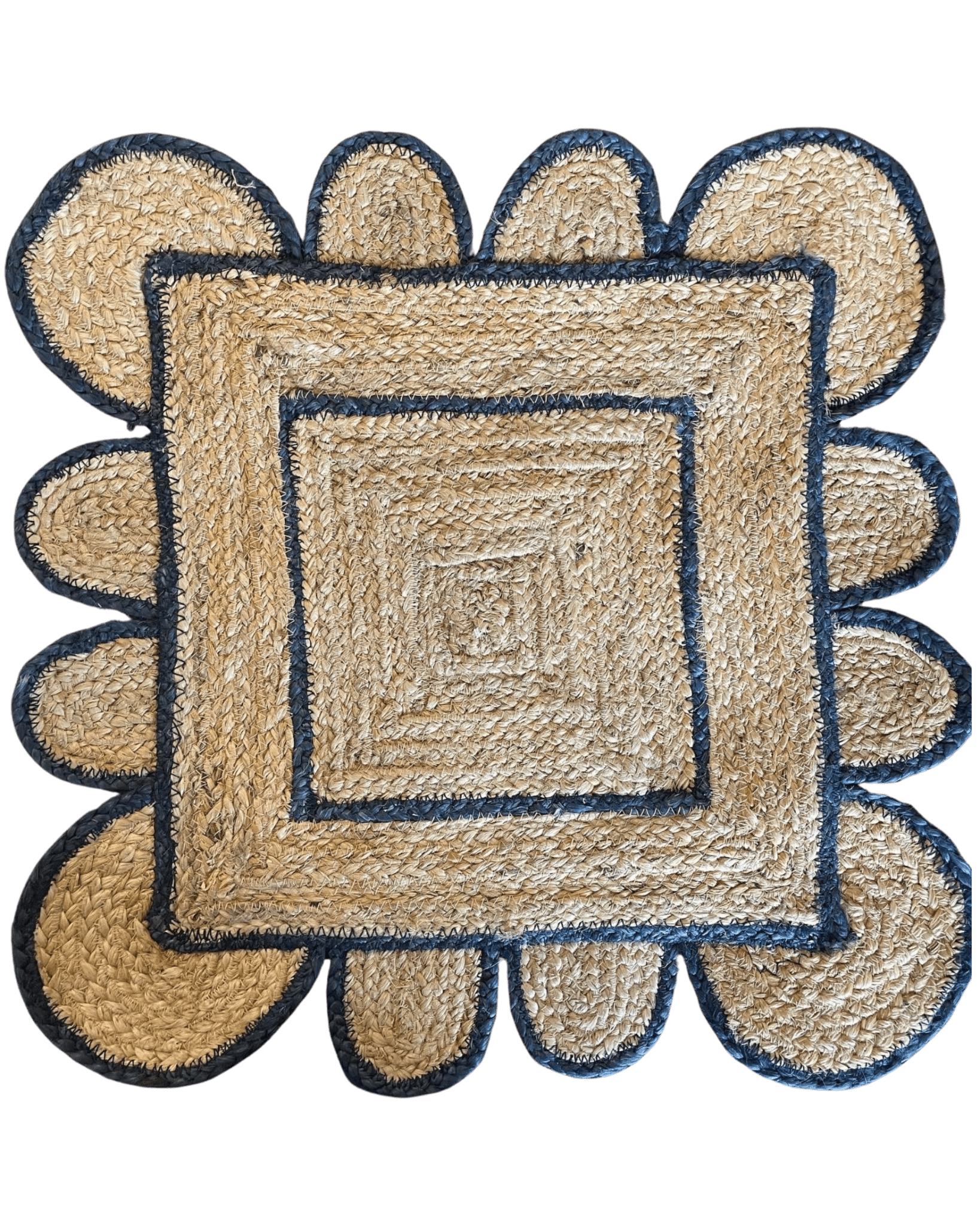 Navy Scallop Jute Rug - Plain Jane Interiors