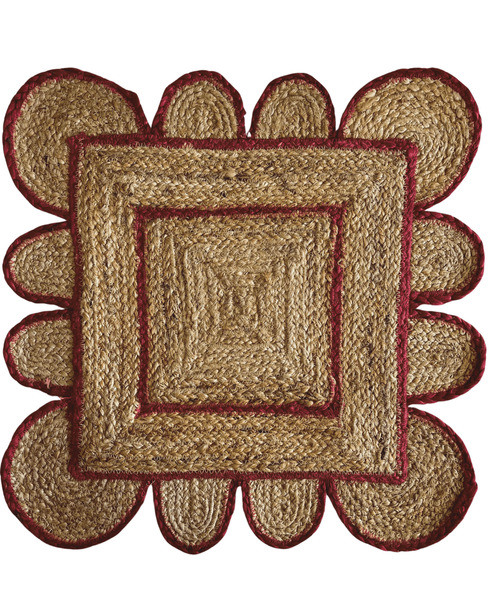 Red Scallop Jute Rug - Plain Jane Interiors
