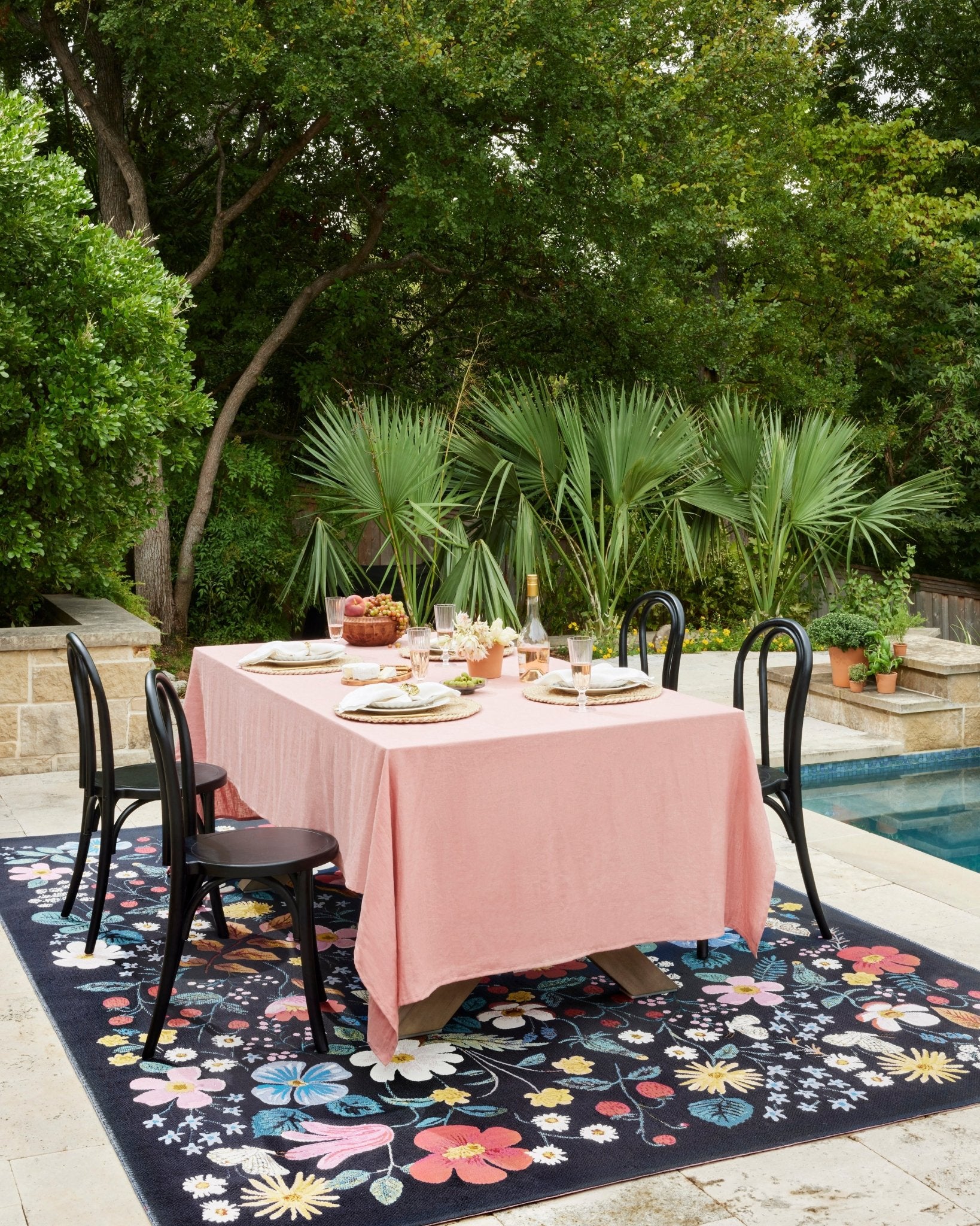 Strawberries Black Rug by Rifle paper Co - Plain Jane Interiors