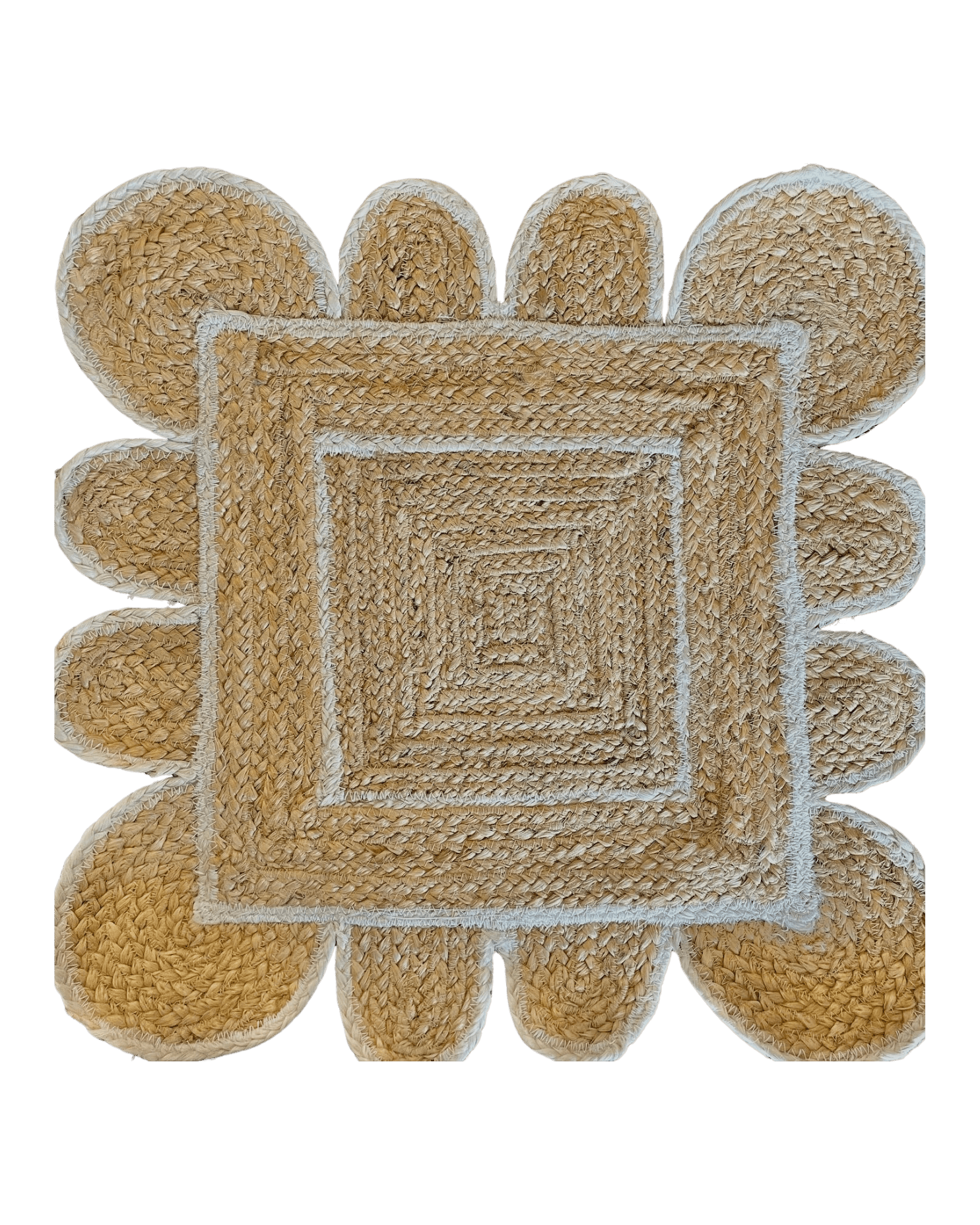 White Scallop Jute Rug - Plain Jane Interiors