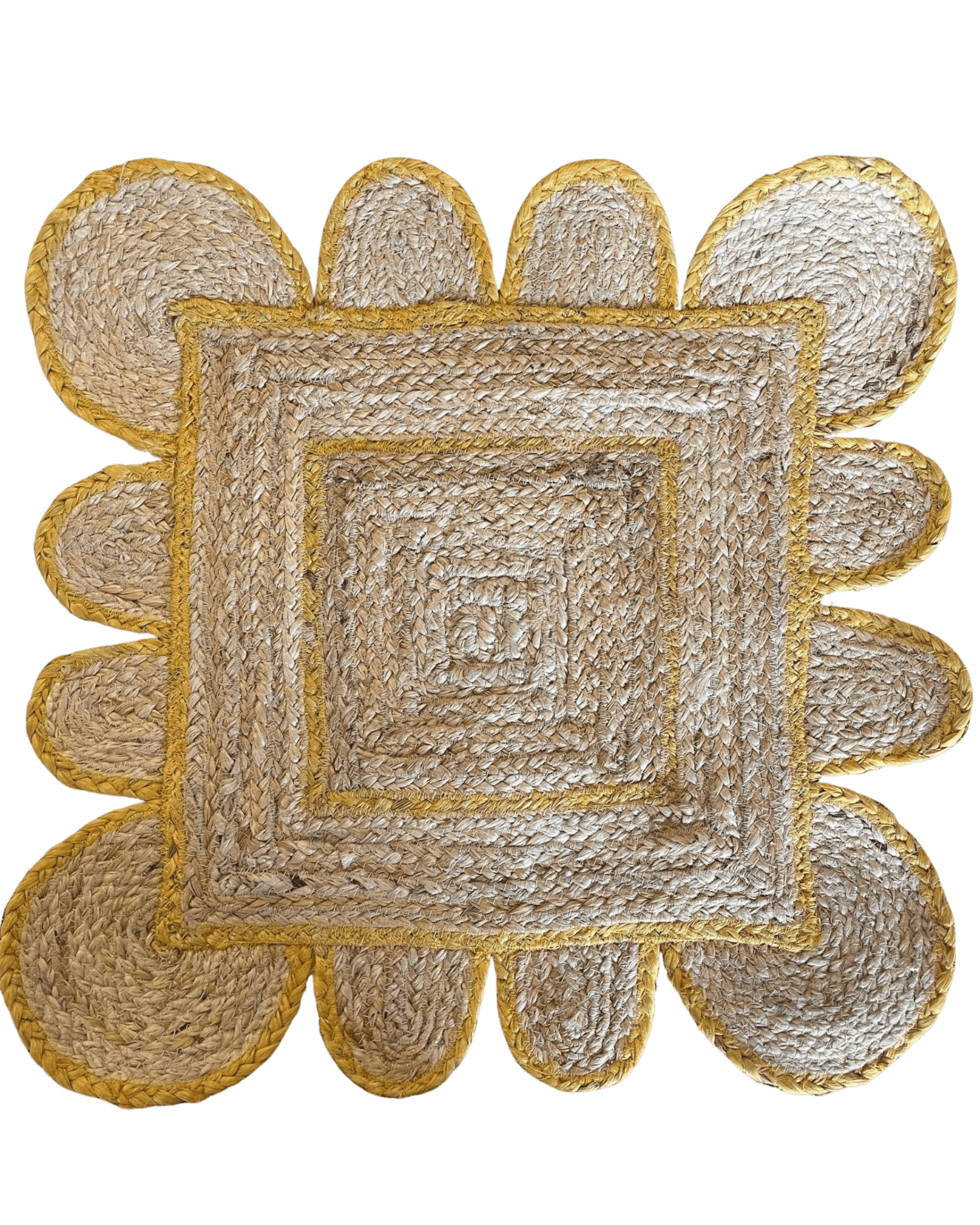 Yellow Scallop Jute Rug - Plain Jane Interiors