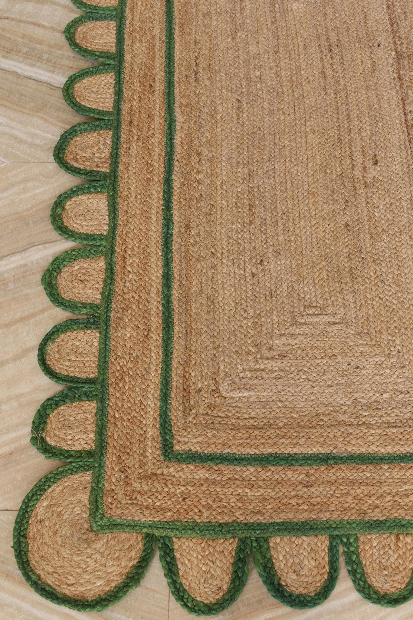 Green Scallop Jute Rug - Plain Jane Interiors