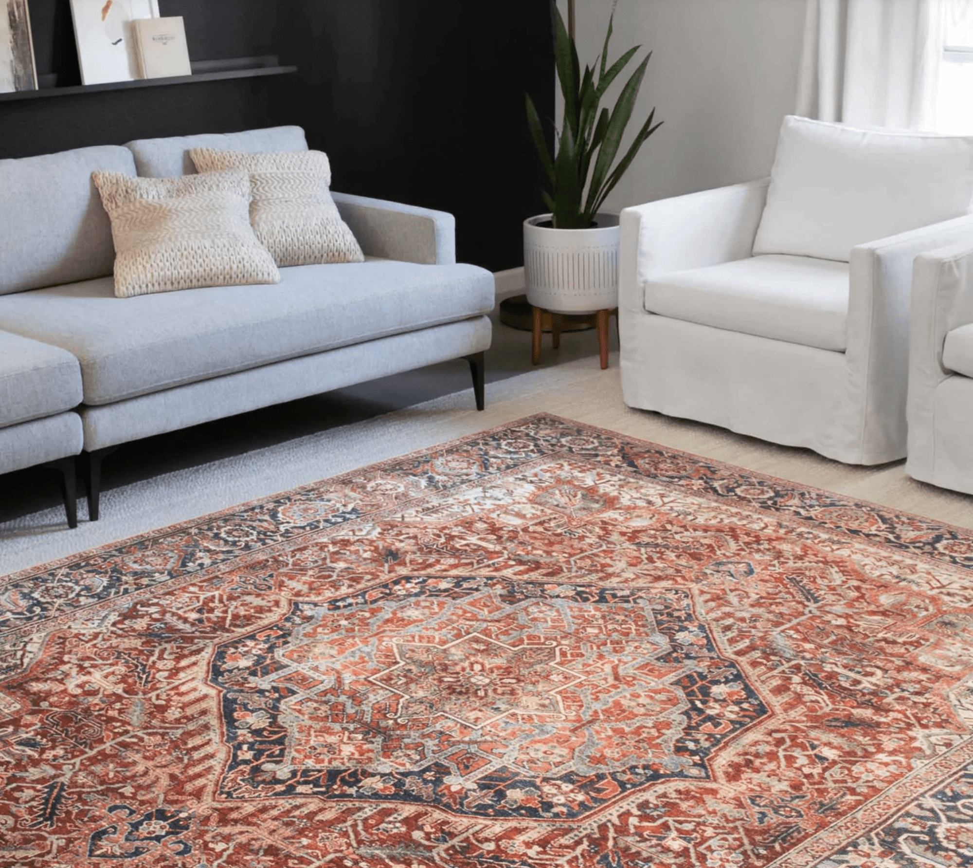 Layla Rug in Red / Navy - by Loloi Rugs | Power Loomed Rugs - Plain Jane Interiors