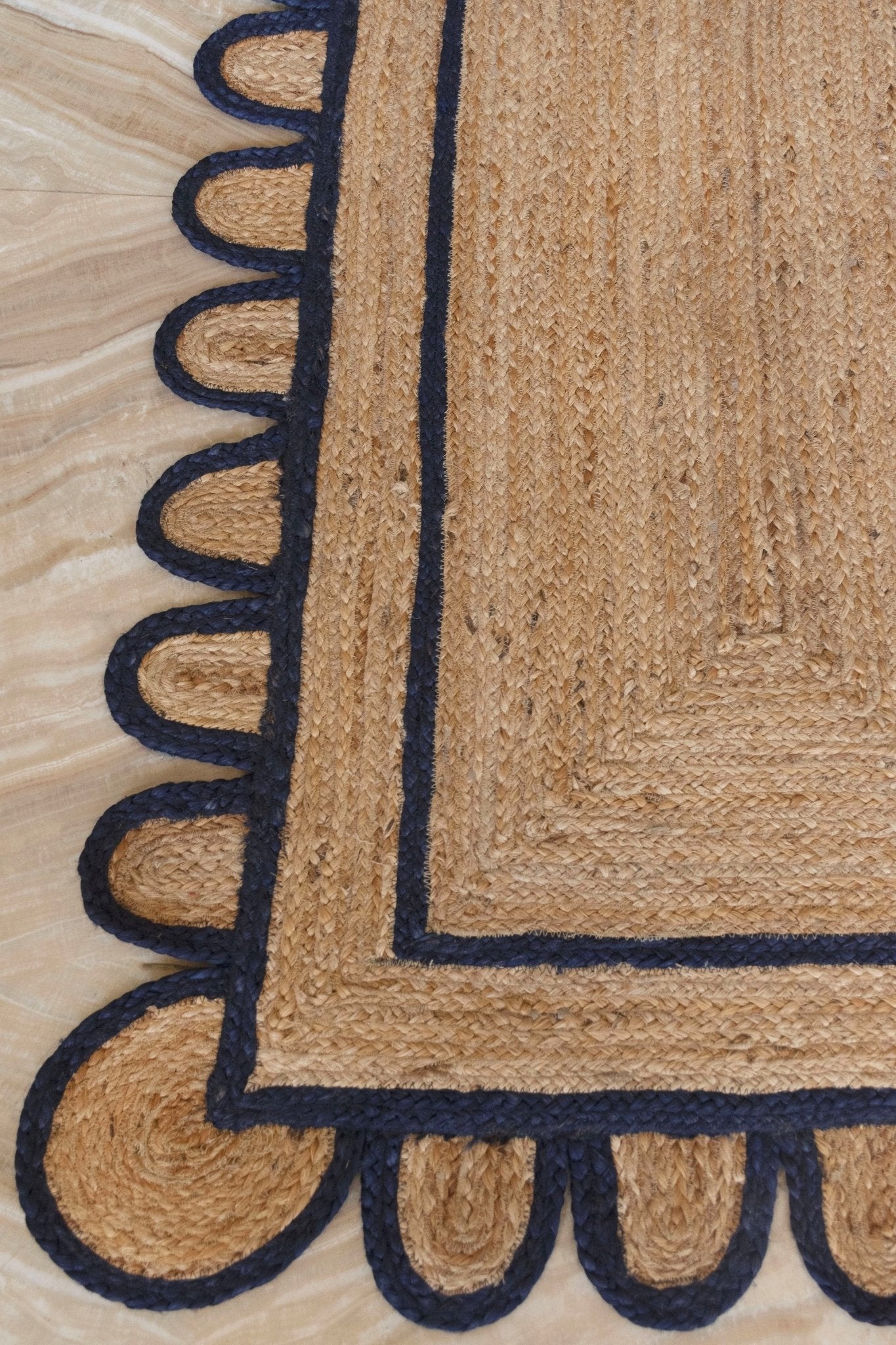 Navy Scallop Jute Rug - Plain Jane Interiors