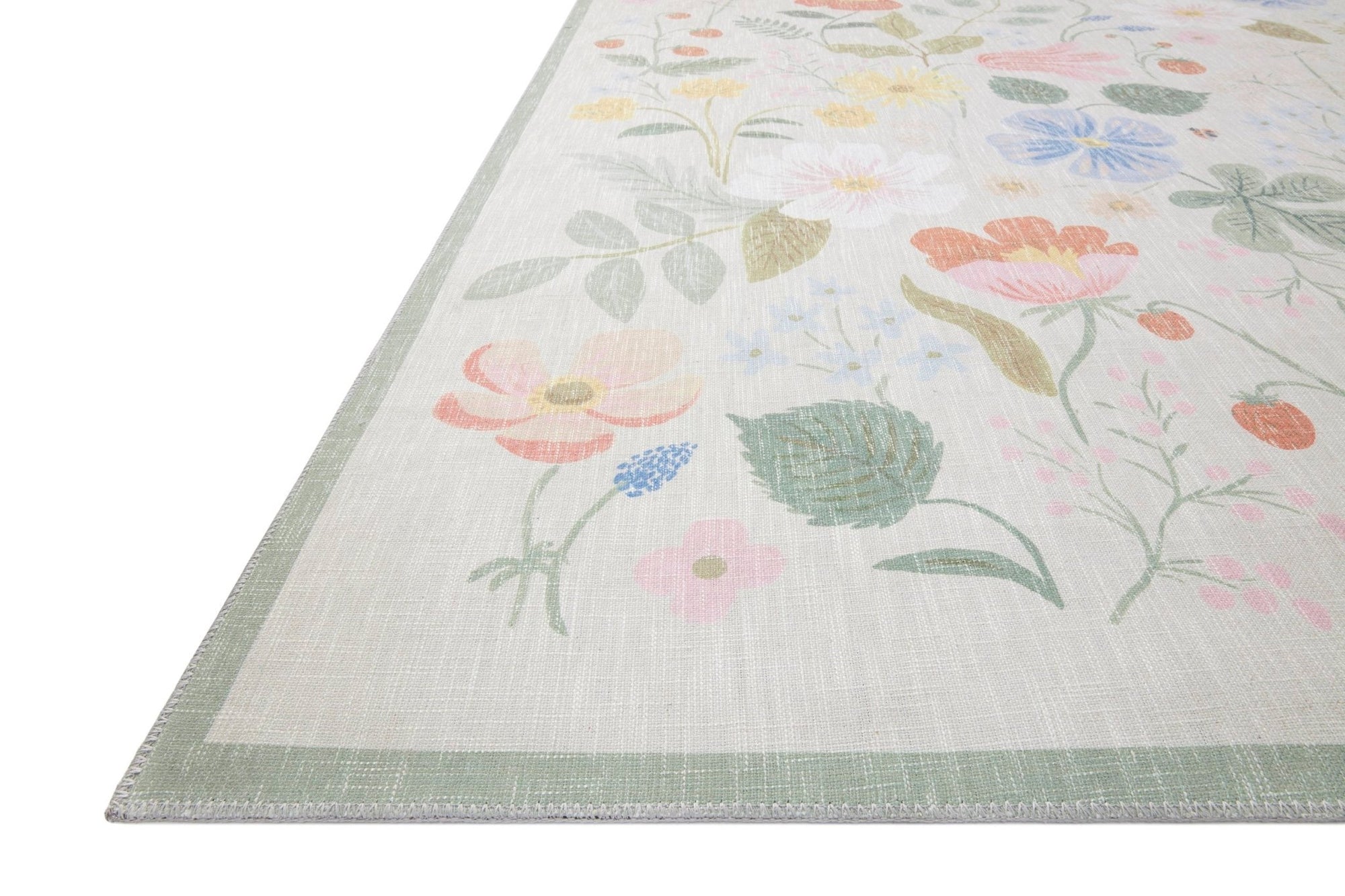 Strawberry Fields Teal Rug by Rifle paper Co - Plain Jane Interiors