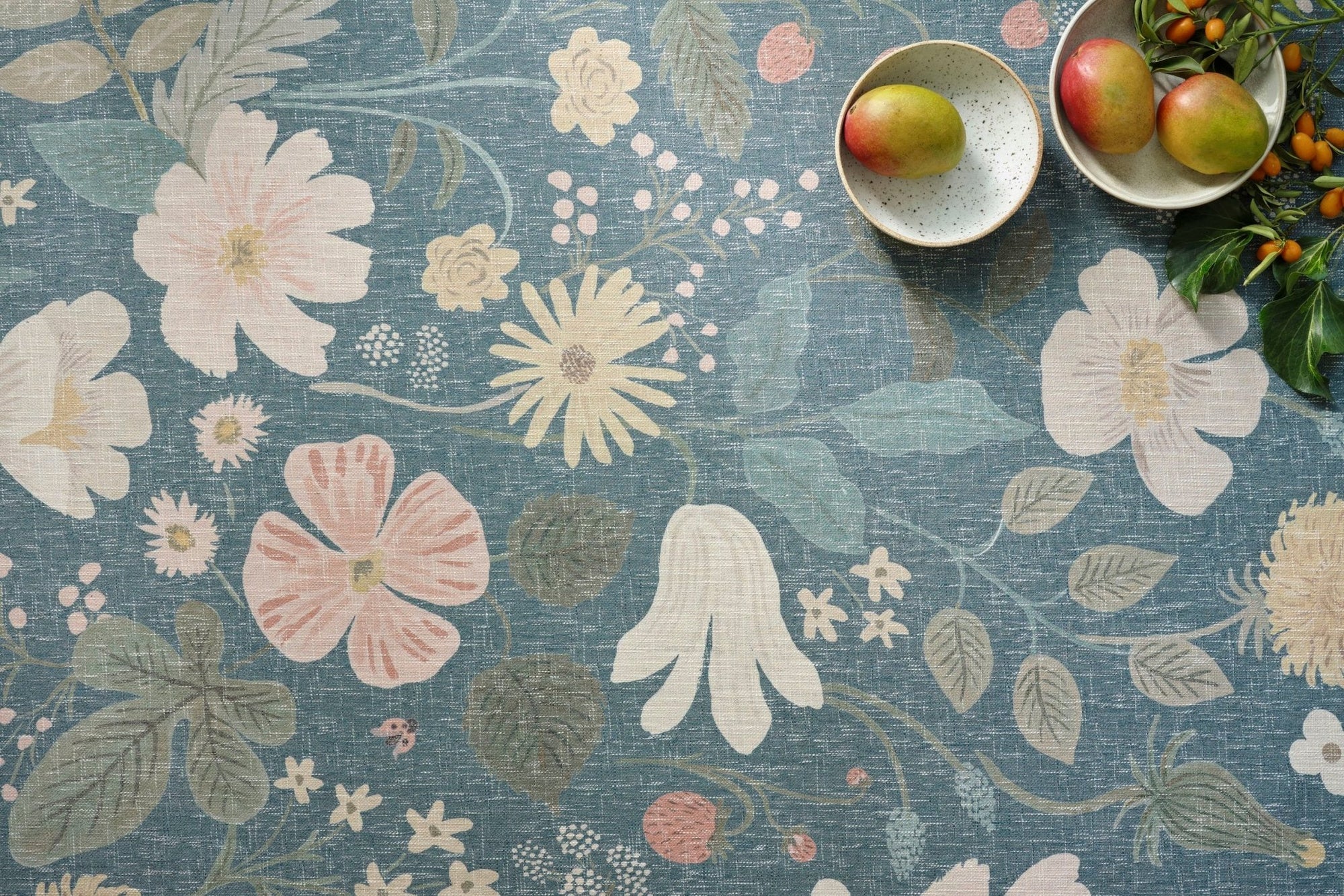 Strawberry Fields Teal Rug by Rifle paper Co - Plain Jane Interiors