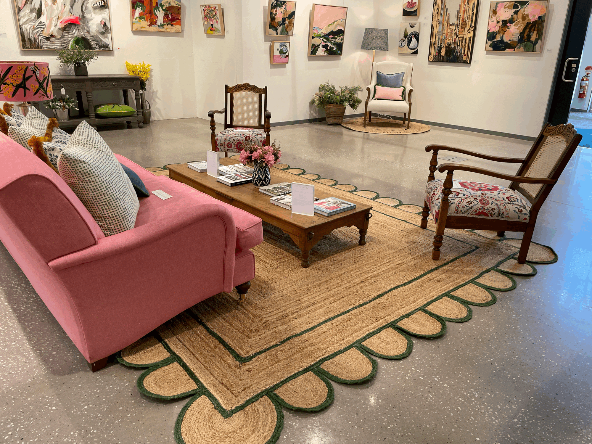 Green Scallop Jute Rug