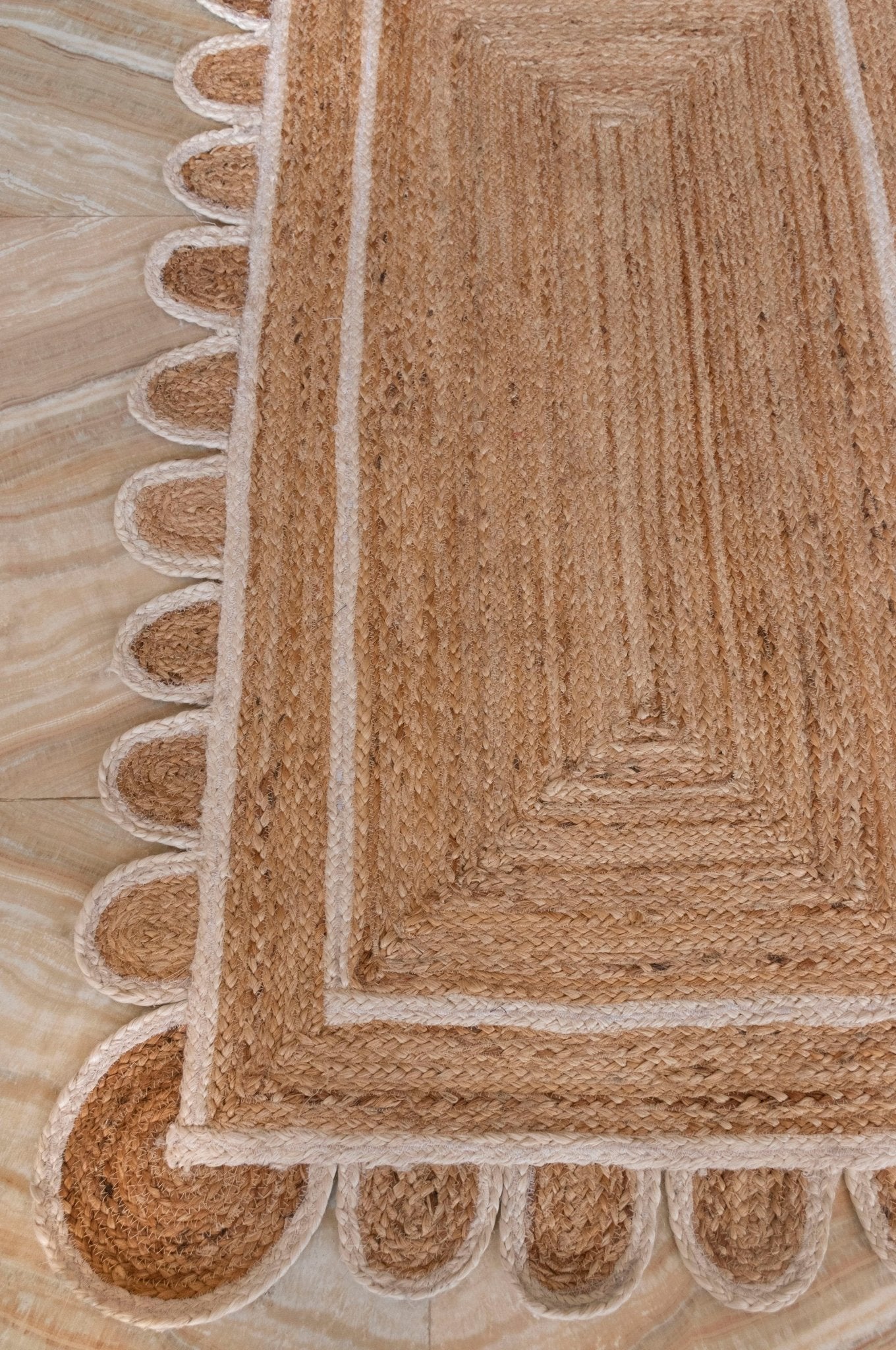 White Scallop Jute Rug - Plain Jane Interiors