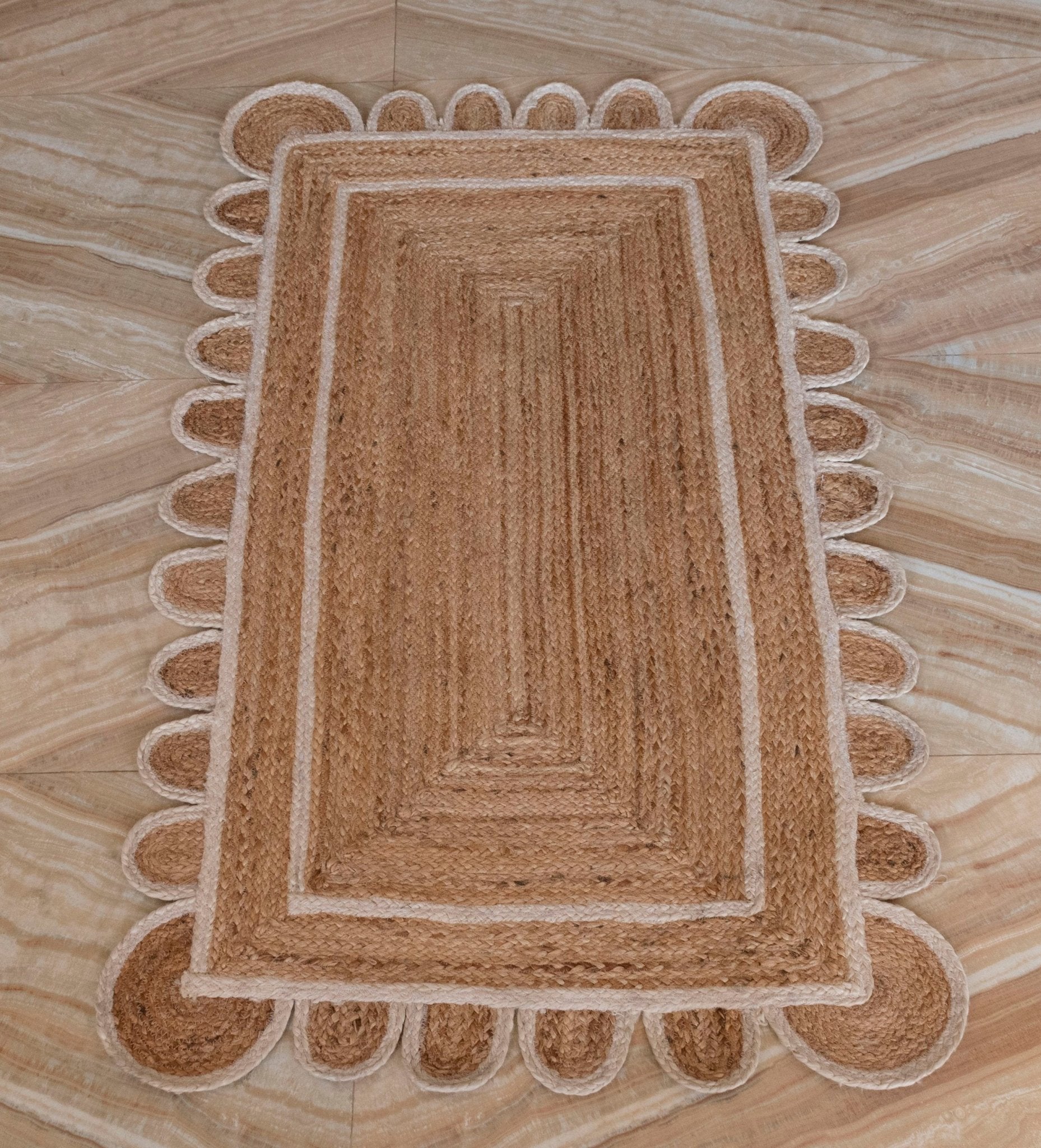 White Scallop Jute Rug - Plain Jane Interiors