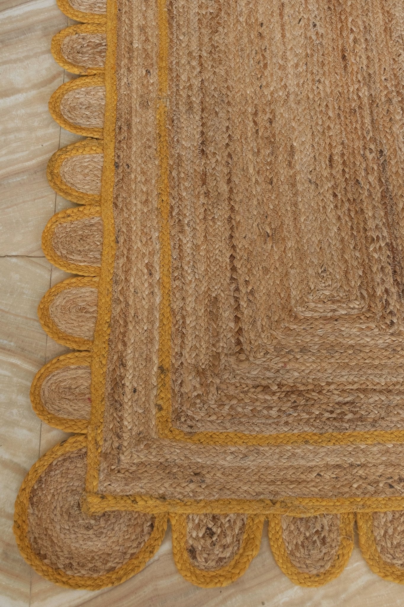 Yellow Scallop Jute Rug - Plain Jane Interiors