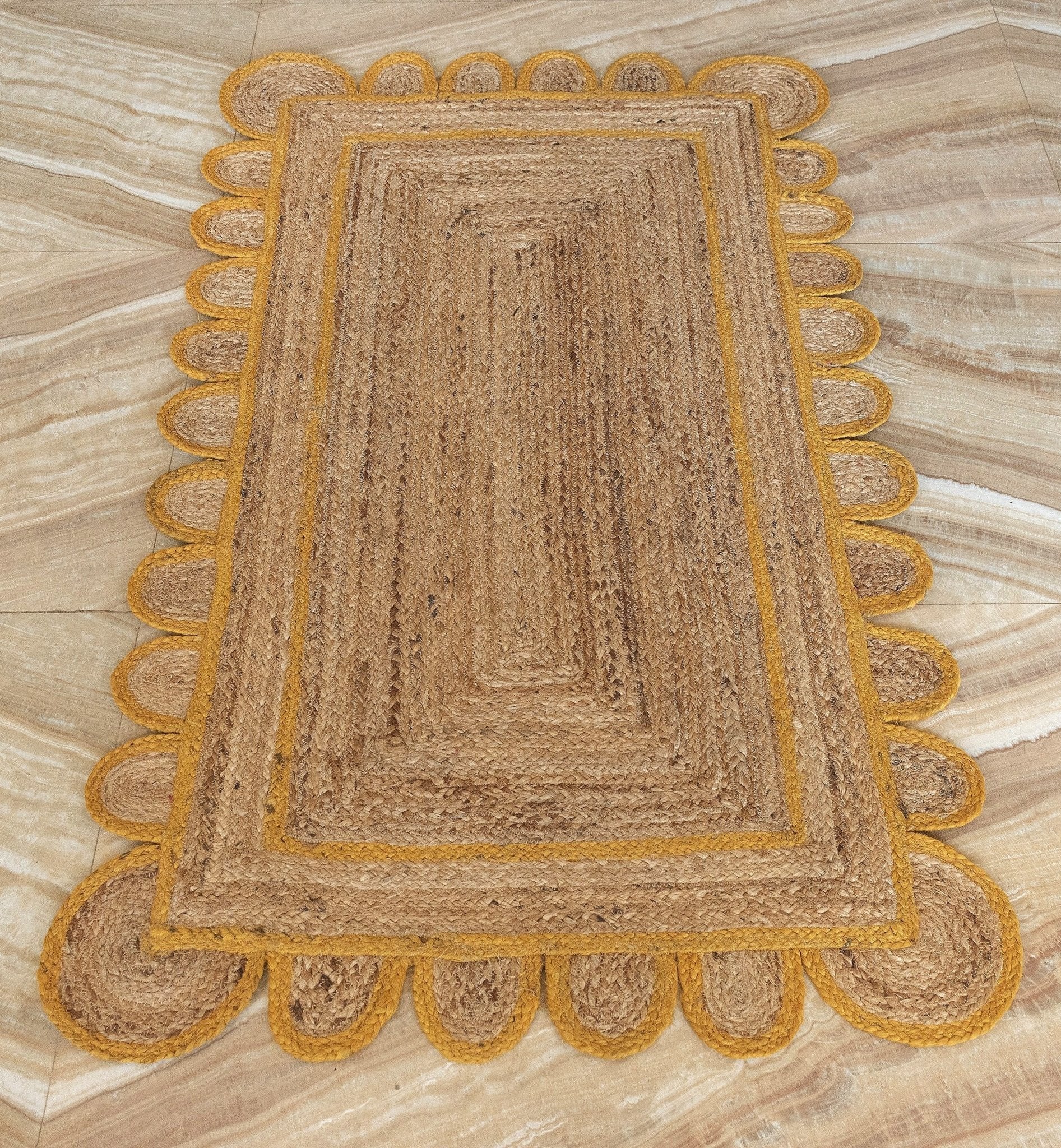 Yellow Scallop Jute Rug - Plain Jane Interiors