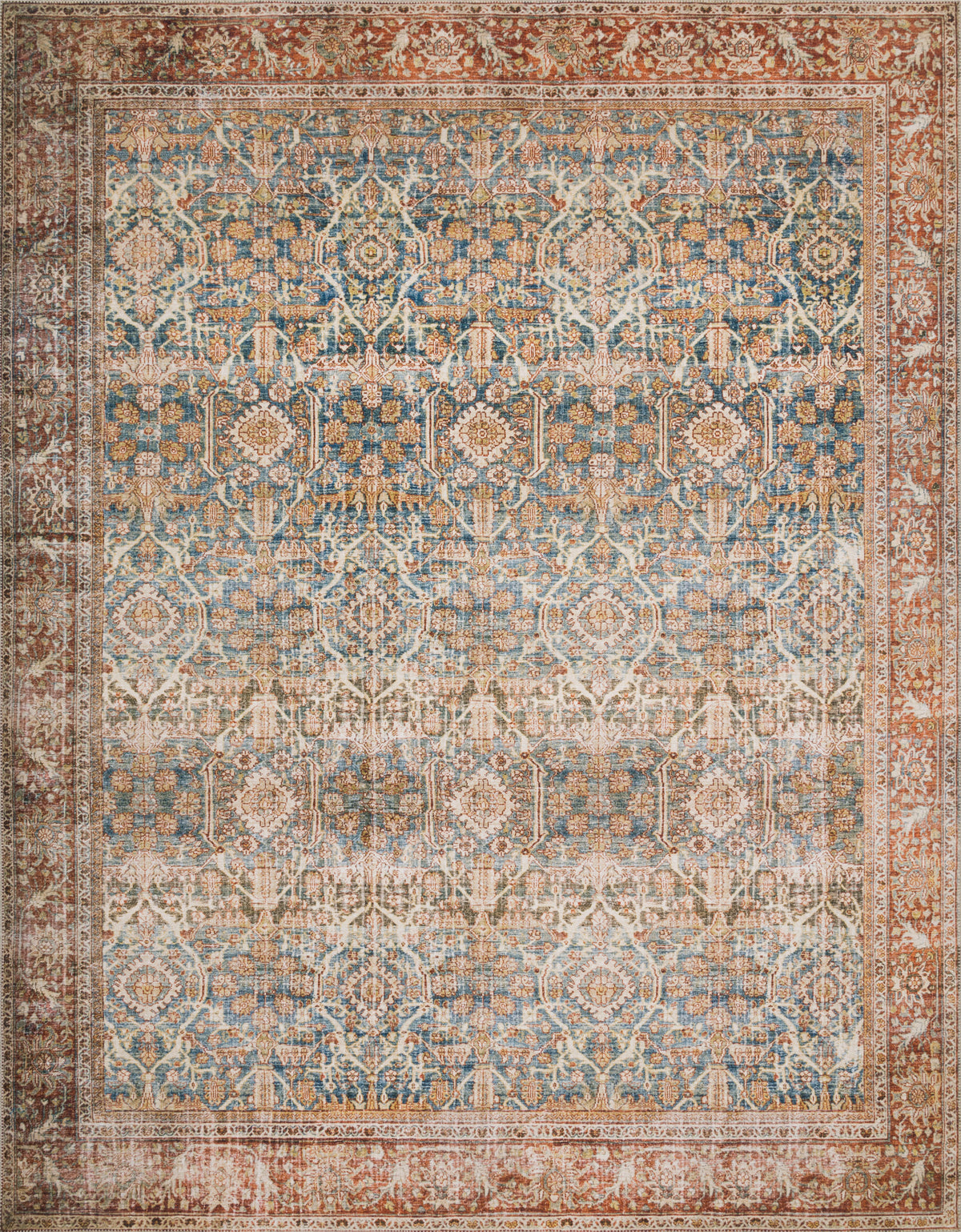 The Layla Rug 4 | Ocean/Rust