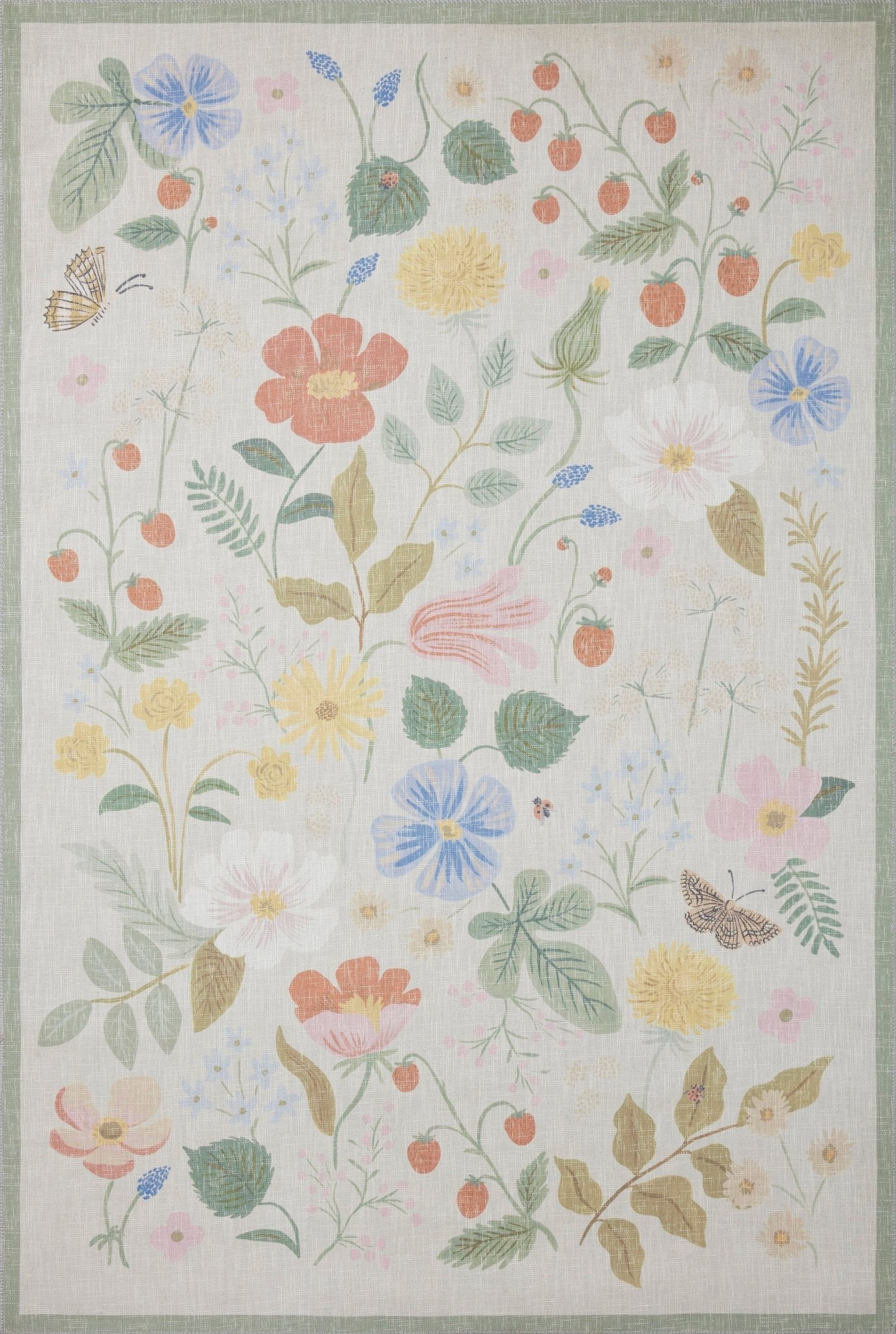 Strawberry Fields Black Rug by Rifle paper Co - Plain Jane Interiors