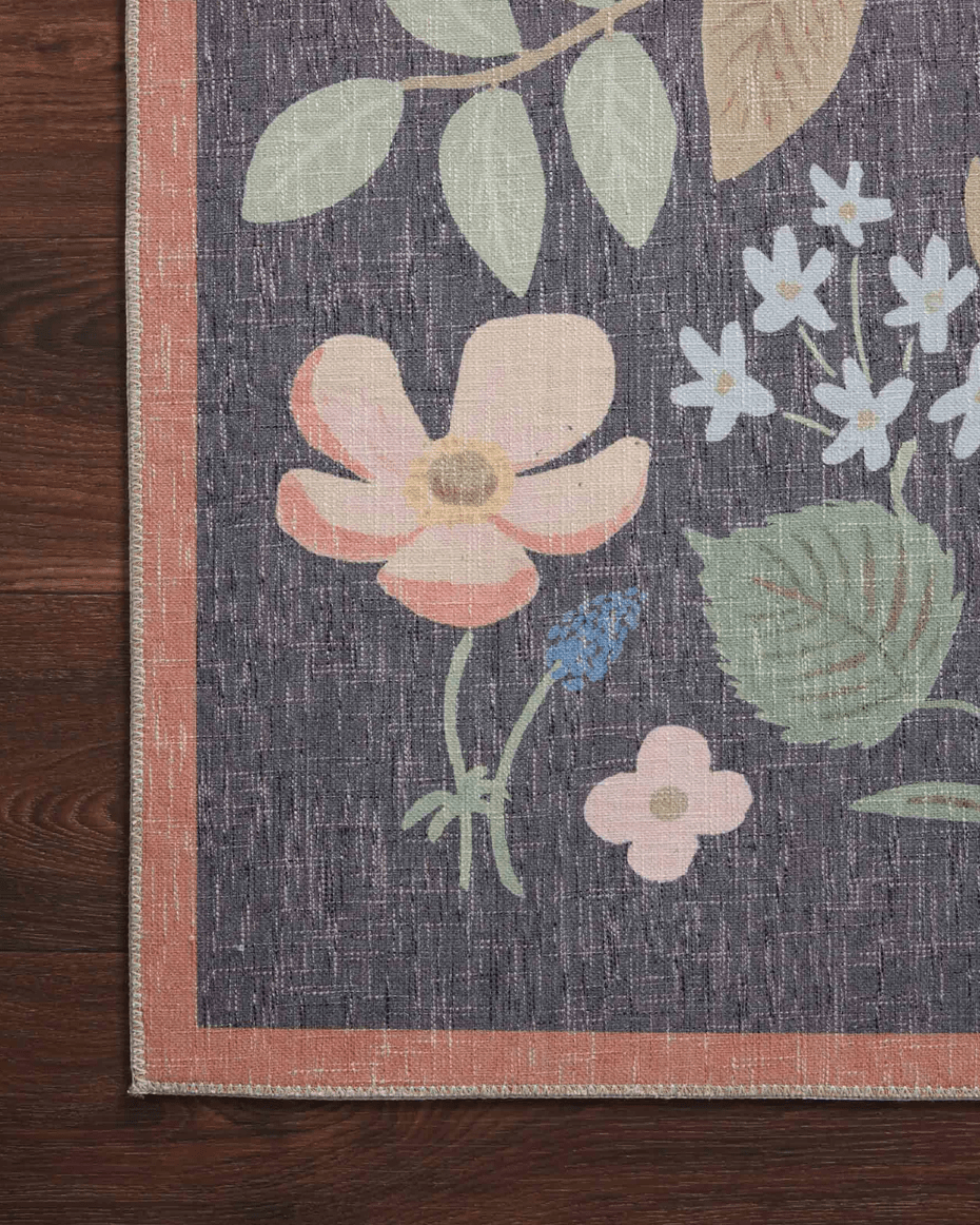 Strawberry Fields Black Rug by Rifle paper Co - Plain Jane Interiors