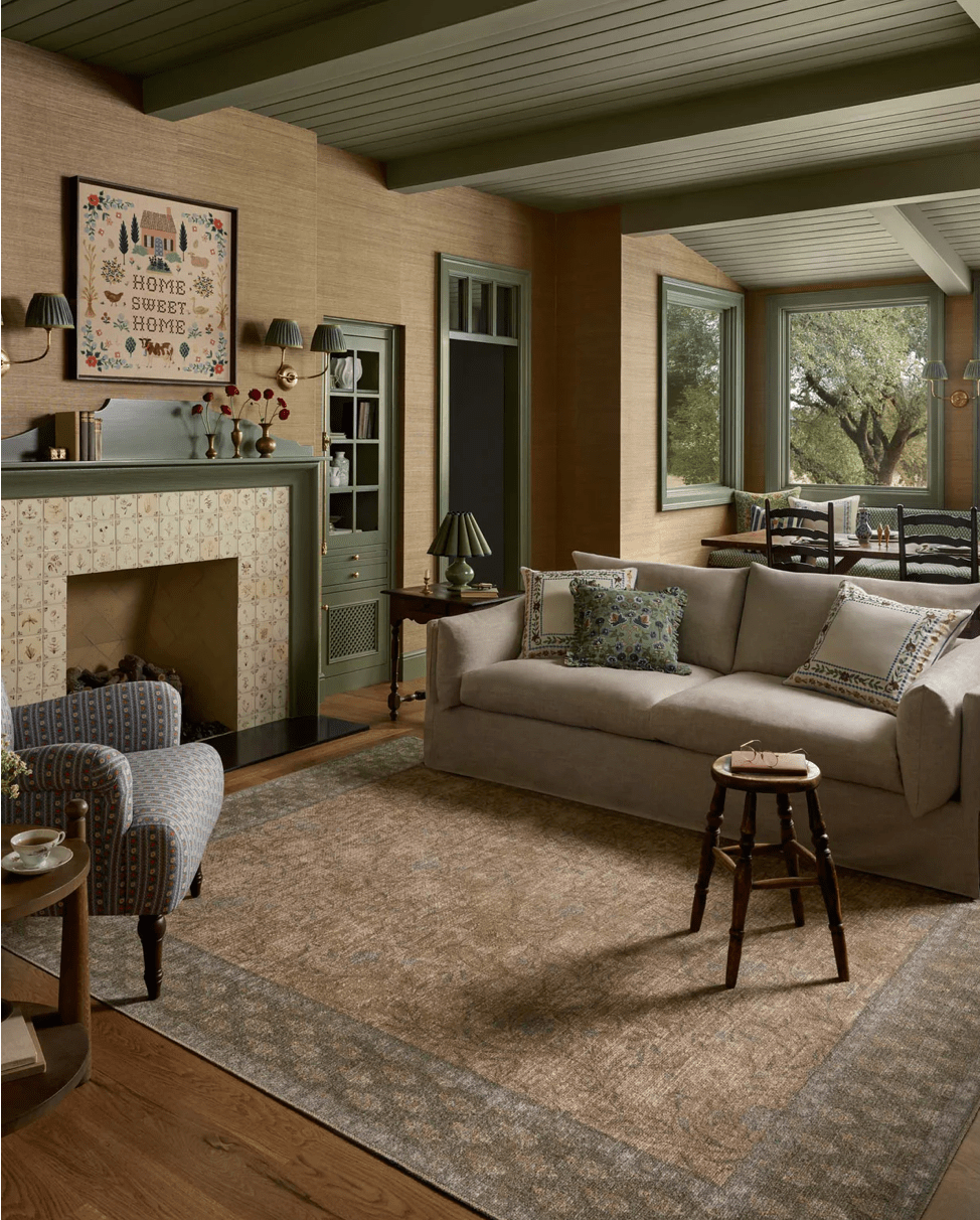 The Edinburgh Rug in SAND / GREEN | Rifle Paper Co x Loloi - Plain Jane Interiors
