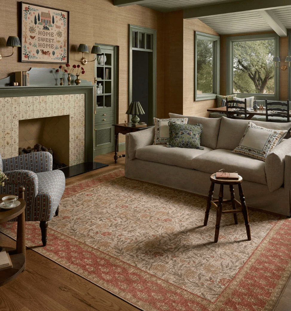 The Edinburgh Rug in SAND / GREEN | Rifle Paper Co x Loloi - Plain Jane Interiors