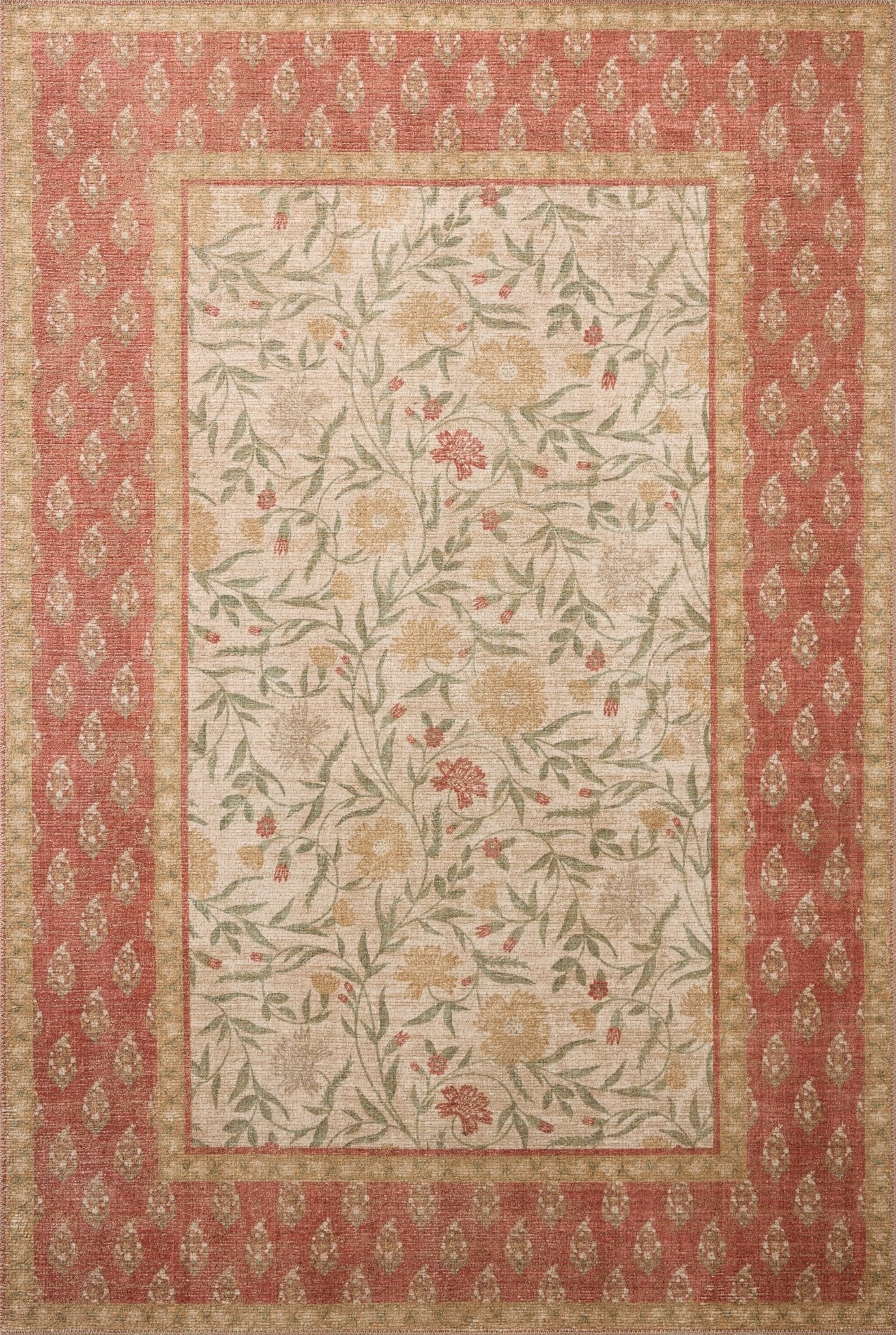 The Edinburgh Rug in SAND / GREEN | Rifle Paper Co x Loloi - Plain Jane Interiors