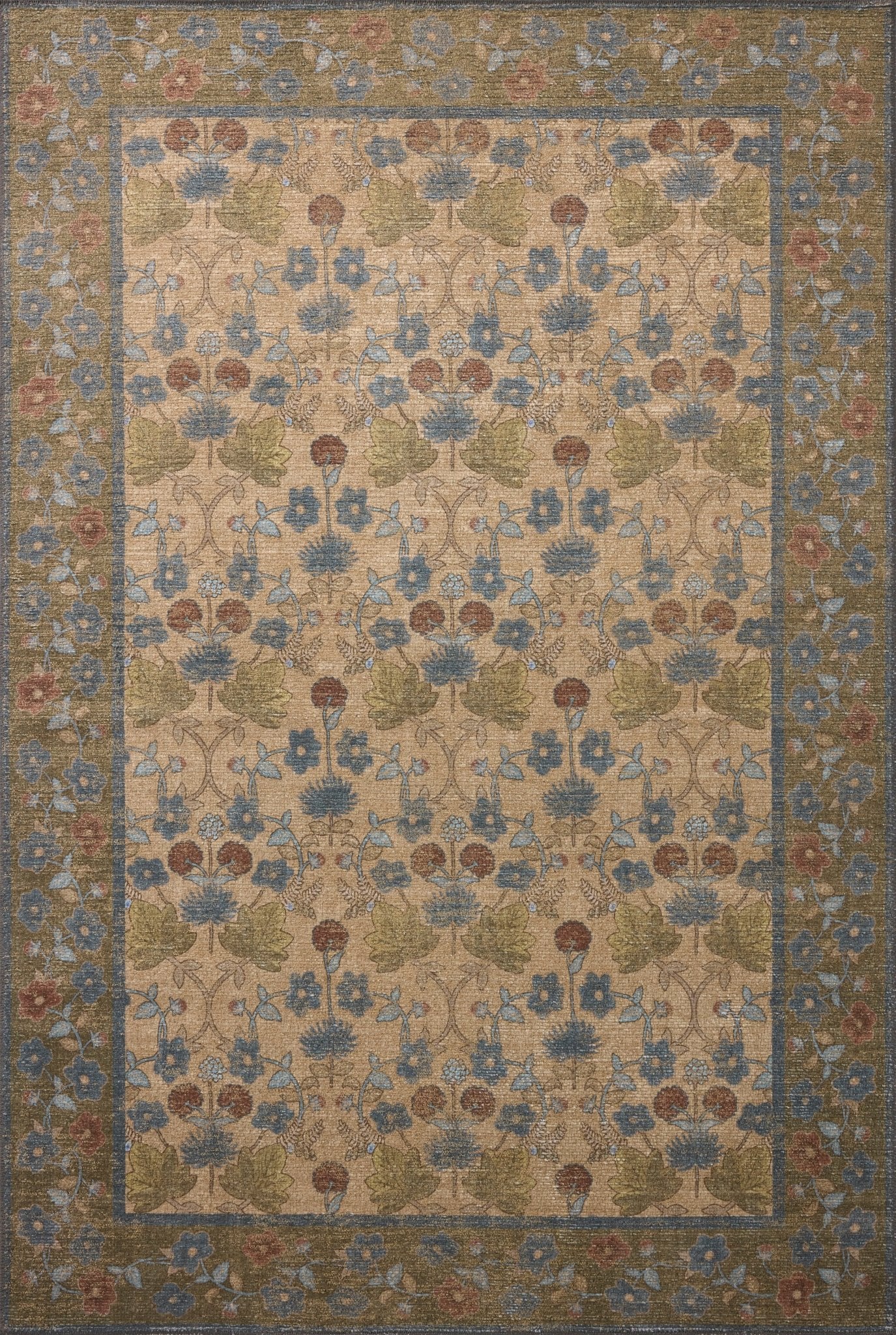 The Edinburgh Rug in TAN / OLIVE | Rifle Paper Co x Loloi - Plain Jane Interiors