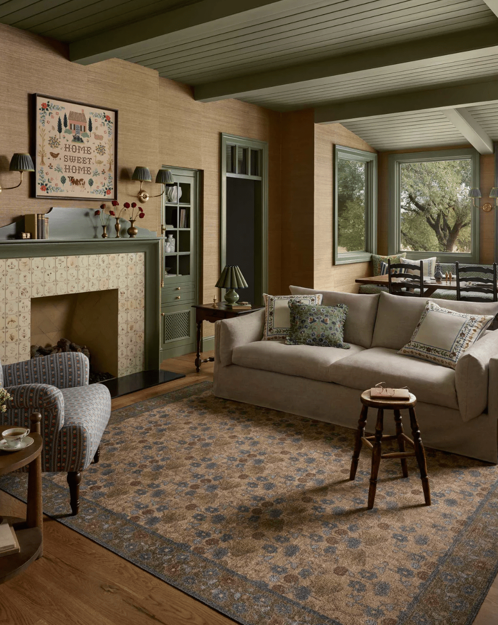 The Edinburgh Rug in TAN / OLIVE | Rifle Paper Co x Loloi - Plain Jane Interiors