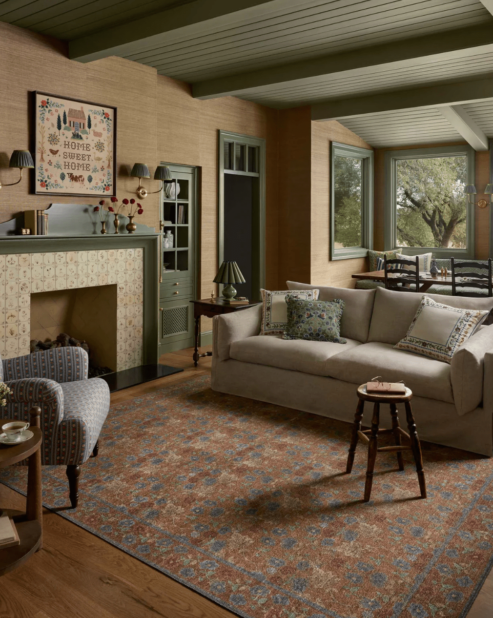 The Edinburgh Rug in TAN / OLIVE | Rifle Paper Co x Loloi - Plain Jane Interiors