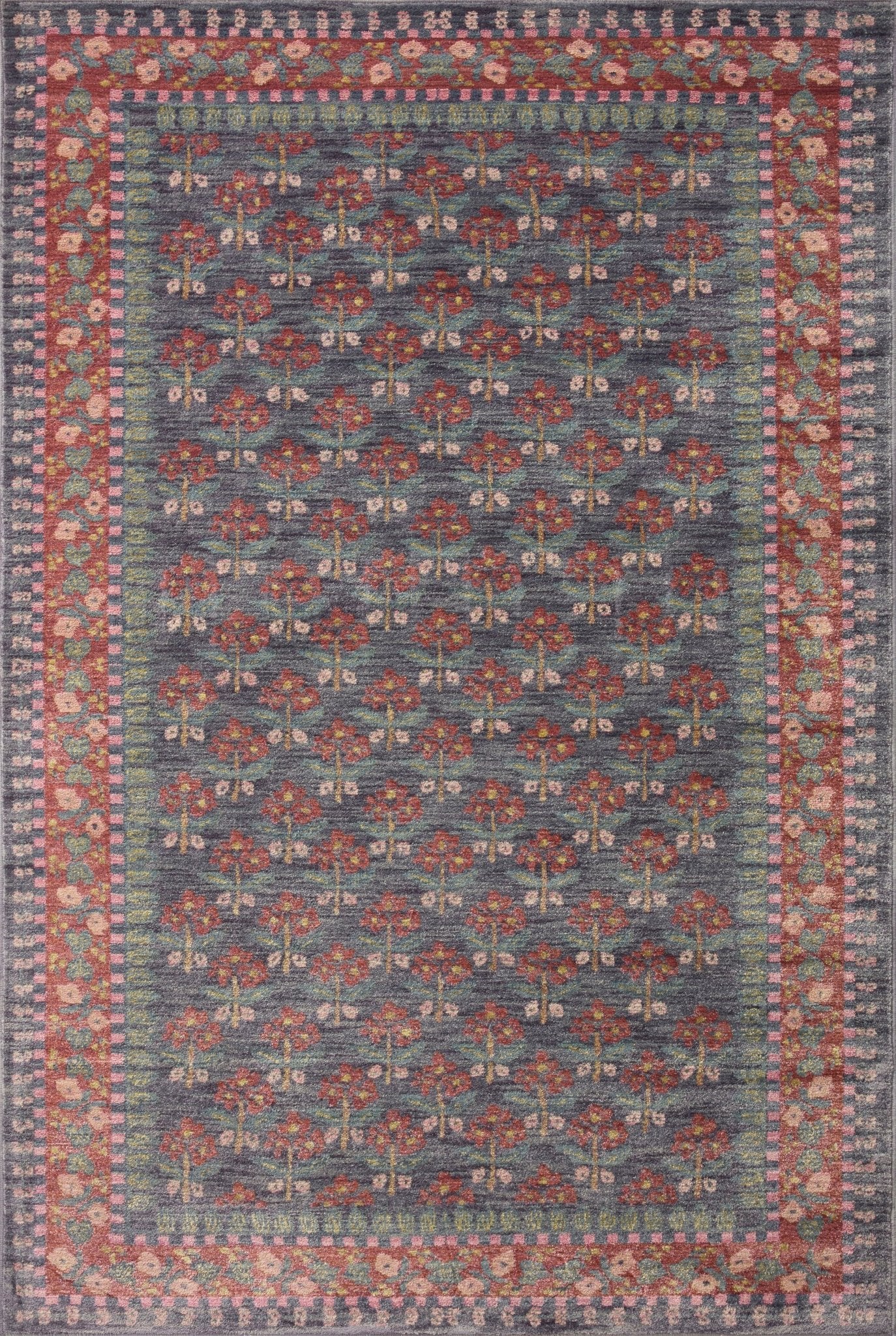 The Forte Navy/Red Rug by Riffle Co Paper x Loloi - Plain Jane Interiors