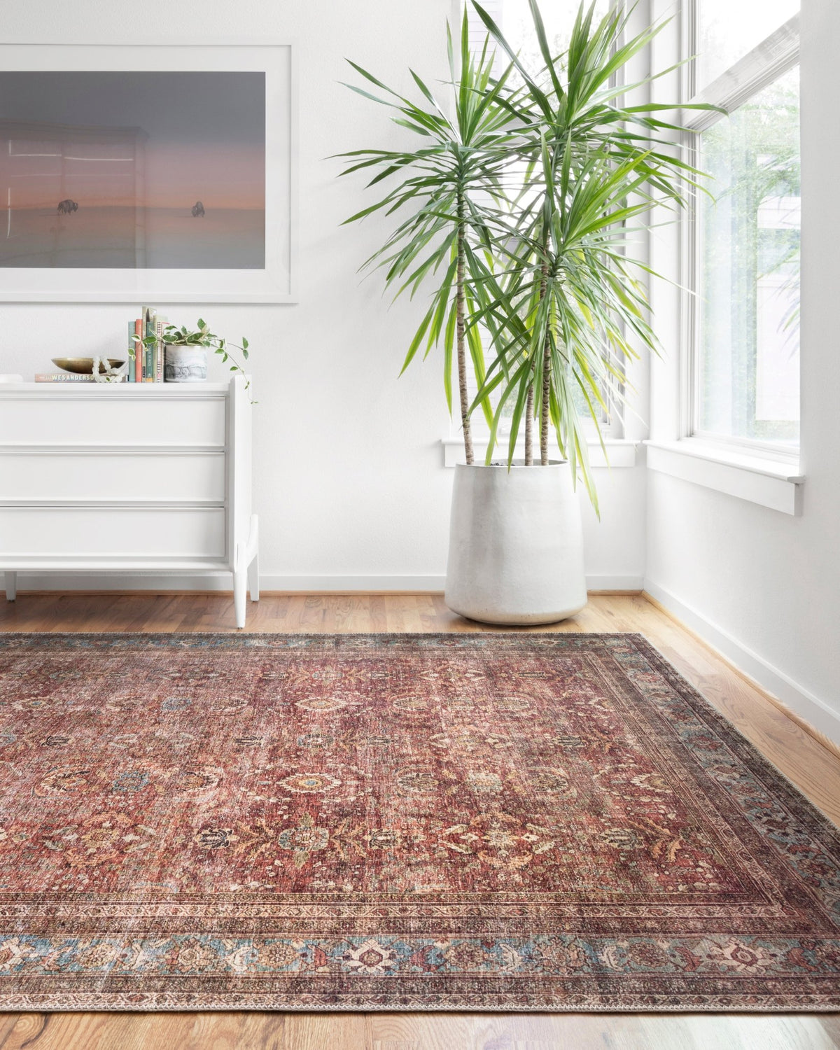 The Layla Rug 1 | Brick/Blue - Plain Jane Interiors