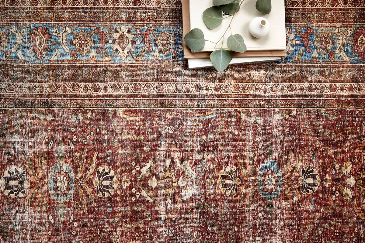 The Layla Rug 1 | Brick/Blue - Plain Jane Interiors