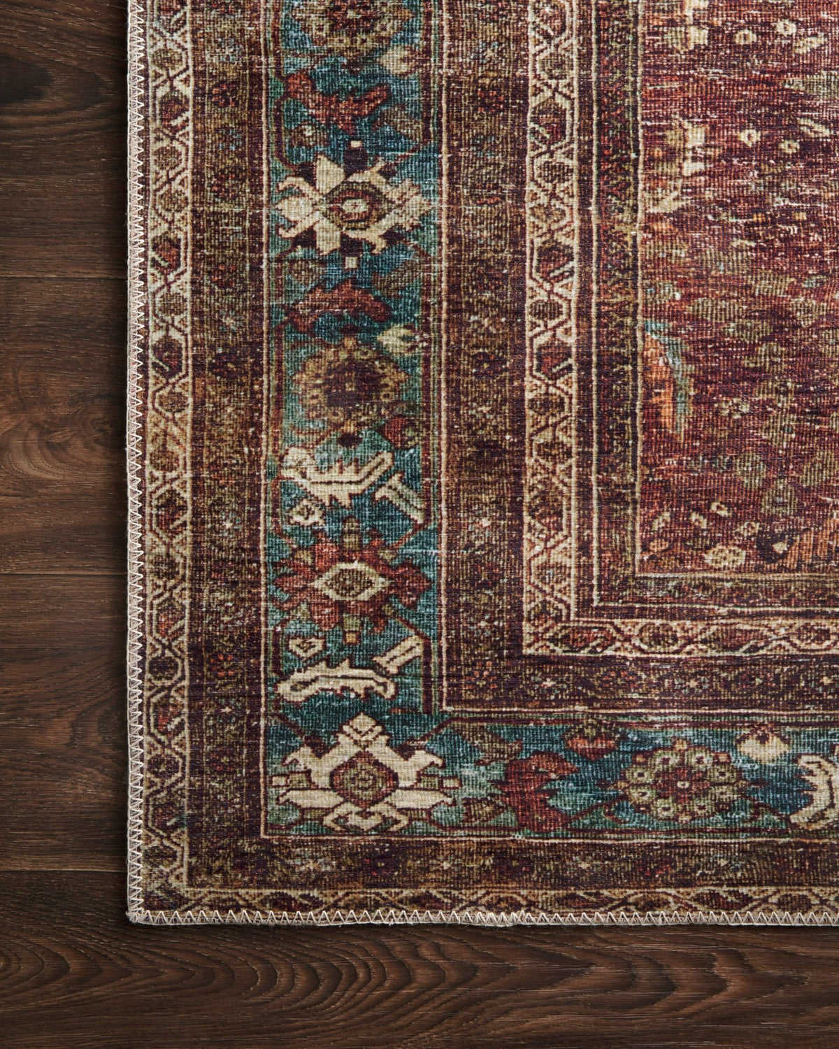 The Layla Rug 1 | Brick/Blue - Plain Jane Interiors