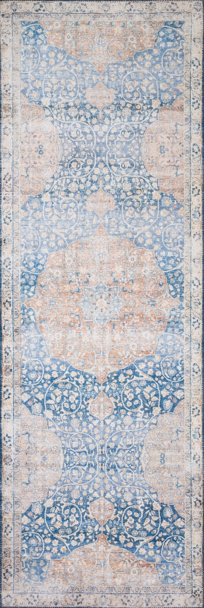 The Layla Rug 7 | Blue/Tangerine - Plain Jane Interiors