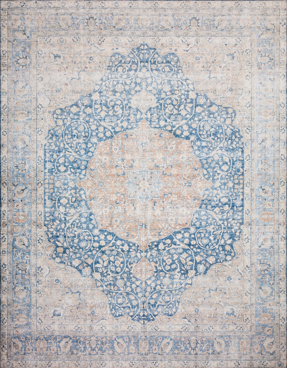 The Layla Rug 7 | Blue/Tangerine - Plain Jane Interiors