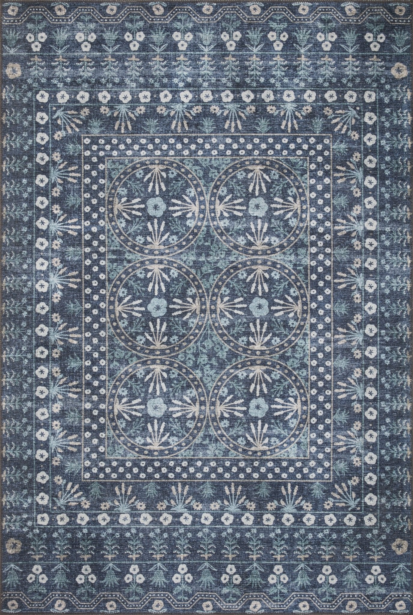 The Rosette Blue Rug by Riffle Co Paper x Loloi - Plain Jane Interiors