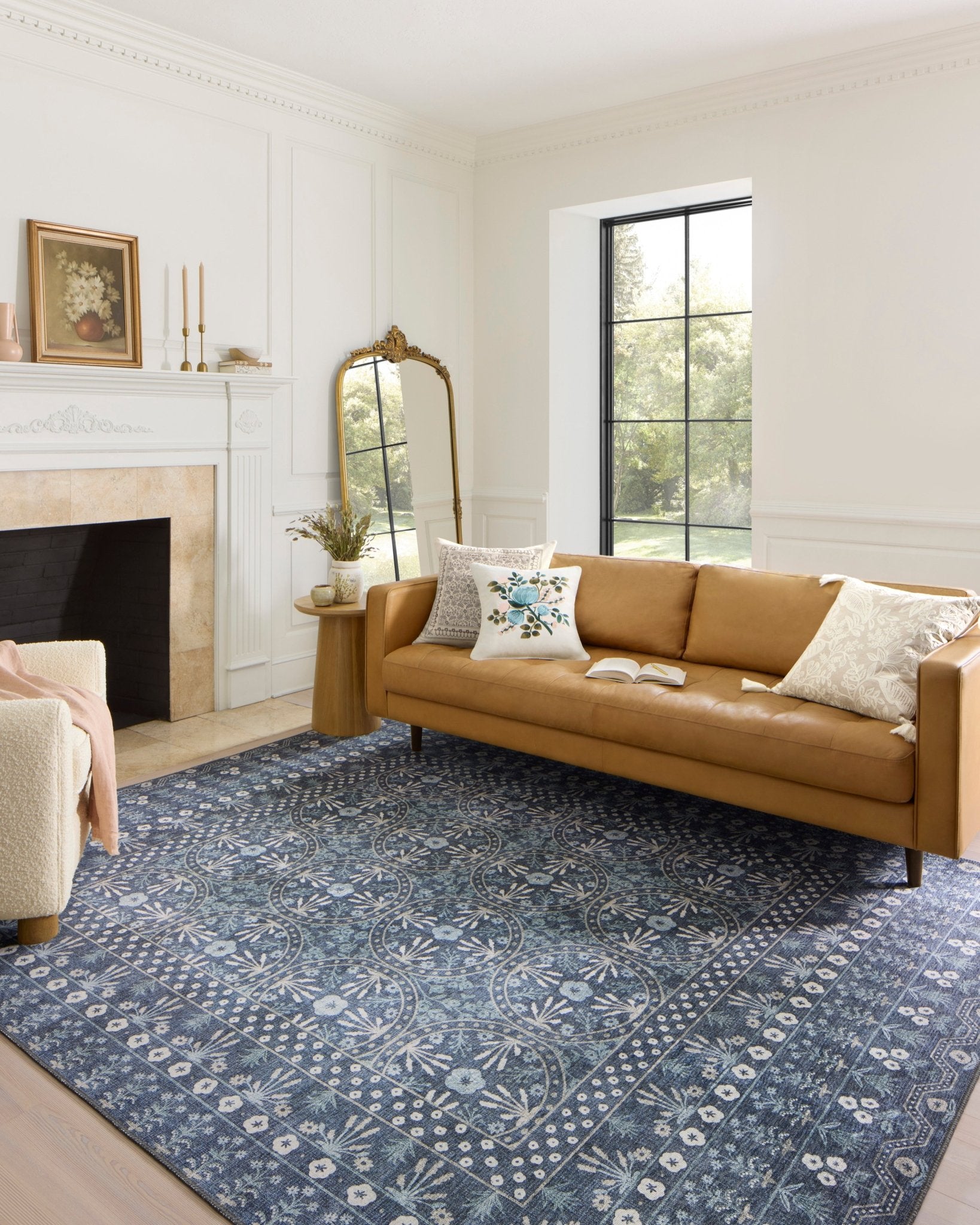 The Rosette Blue Rug by Riffle Co Paper x Loloi - Plain Jane Interiors